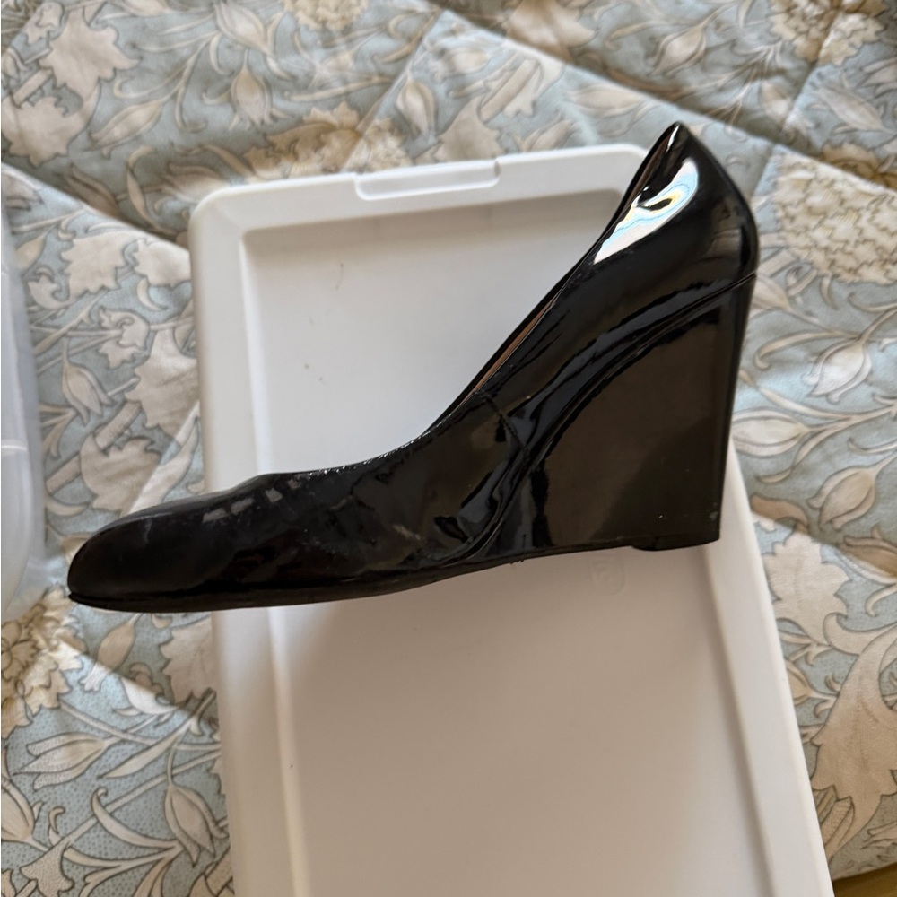Black Patent Leather Wedge Shoes